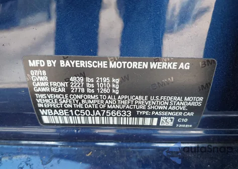 2018 BMW 330E Iperformance z USA, uszkodzony, nr VIN WBA8E1C50JA756633